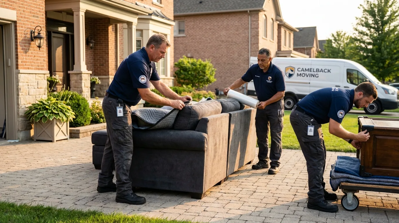 Large estate moving crew wrapping furniture in Williamsburg, MA